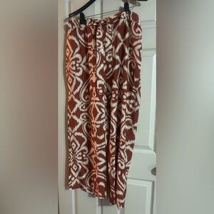 Primark Terracotta and Cream Patterned Wide Leg Pants